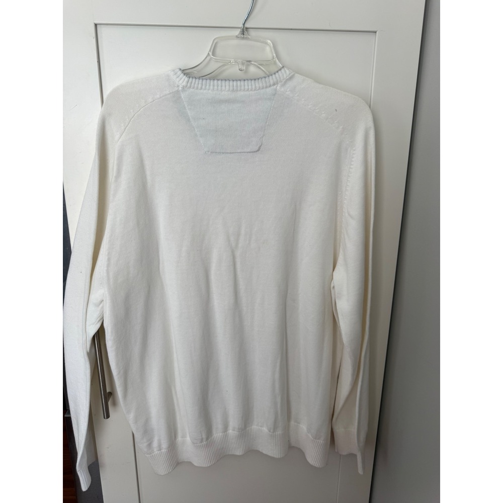 NAUTICA Men's XL White Crewneck Sweater preppy embroidered navy logo - Picture 5 of 8